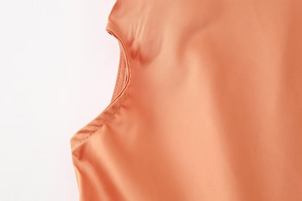 Summer Women Retro Deep V Plunge Neck Silk Satin Texture Slim Fit Sheath Pleated Dress Dress Shell