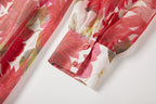 Spring Summer Gorgeous Red Flower Print Elegant High End Dress Sling Set ESUNG
