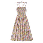 Summer French Vintage Floral Elastic Waisted Slimming Sling Dress OMI