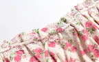 Summer French Waist Slimming A line Short Pure Floral Printing Slip Dress Women Puffy dress PullWind