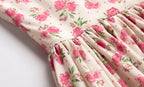 Summer French Waist Slimming A line Short Pure Floral Printing Slip Dress Women Puffy dress PullWind