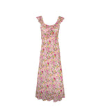 French Floral Design Ruffled Stitching Dress Summer Slim A line Vacation Dress Cami Dress PullWind