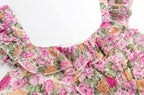 French Floral Design Ruffled Stitching Dress Summer Slim A line Vacation Dress Cami Dress PullWind