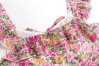 French Floral Design Ruffled Stitching Dress Summer Slim A line Vacation Dress Cami Dress PullWind
