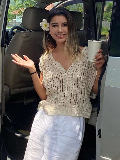 Crocheted Hollow Out Vest Hair Sweater Top Crochet hook