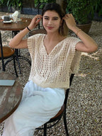 Crocheted Hollow Out Vest Hair Sweater Top Crochet hook Reddy