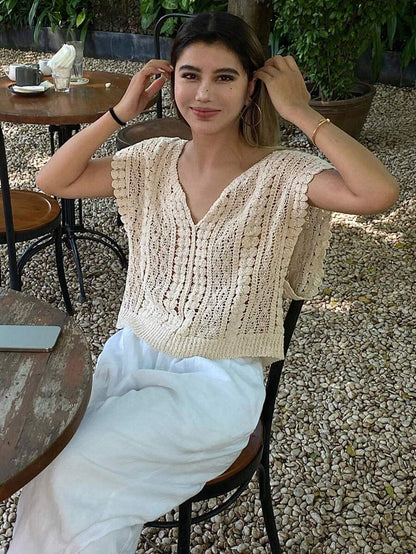 Crocheted Hollow Out Vest Hair Sweater Top Crochet hook