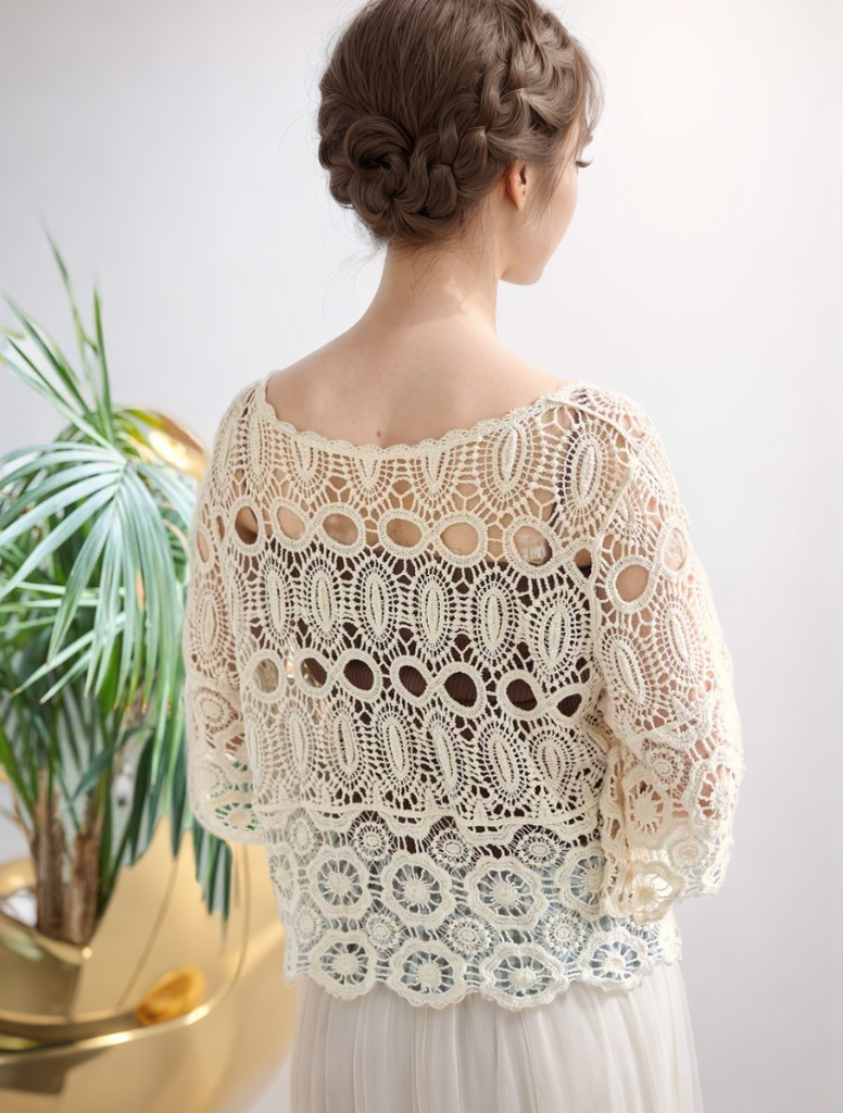 Knitted Hollow Top Wool Sweater Crochet hook Reddy