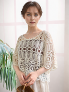 Knitted Hollow Top Wool Sweater Crochet hook Reddy