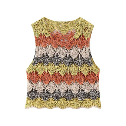 Ropa de verano para mujer, informal, de calle, con aberturas, cuello redondo, sin mangas, de punto