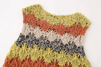 Summer Women Clothing Street Casual Hollow Out Cutout Round Sleeveless Knitwear