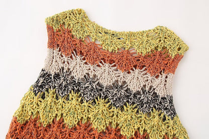 Ropa de verano para mujer, informal, de calle, con aberturas, cuello redondo, sin mangas, de punto