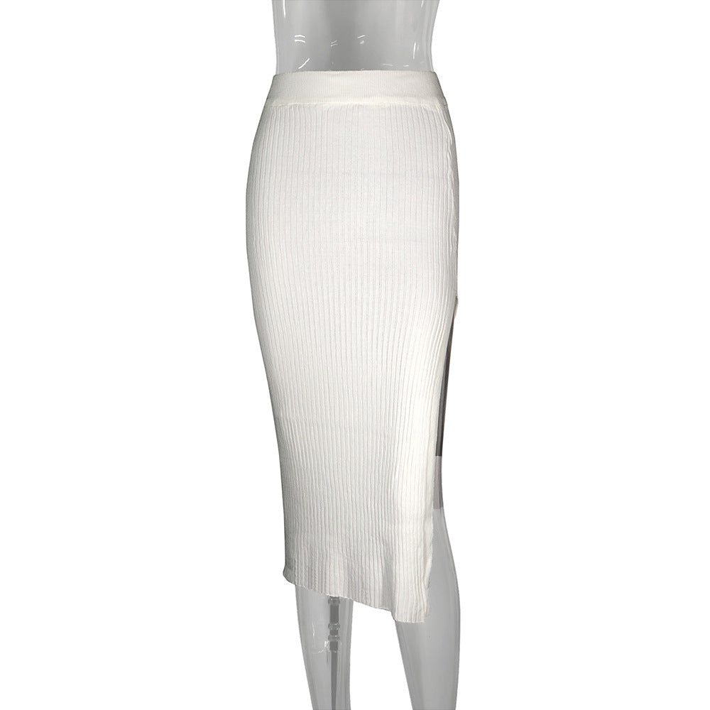 Summer Knitted Internet Celebrity Split Skirt Women Skirt MINODI