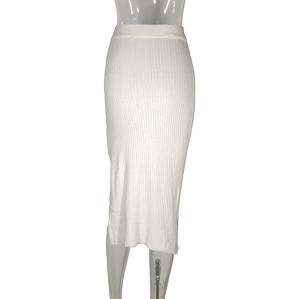 Summer Knitted Internet Celebrity Split Skirt Women Skirt MINODI