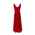 Summer Red V neck Sling Dress Women Summer Waist Bag Hip Fishtail Maxi Dress PullWind