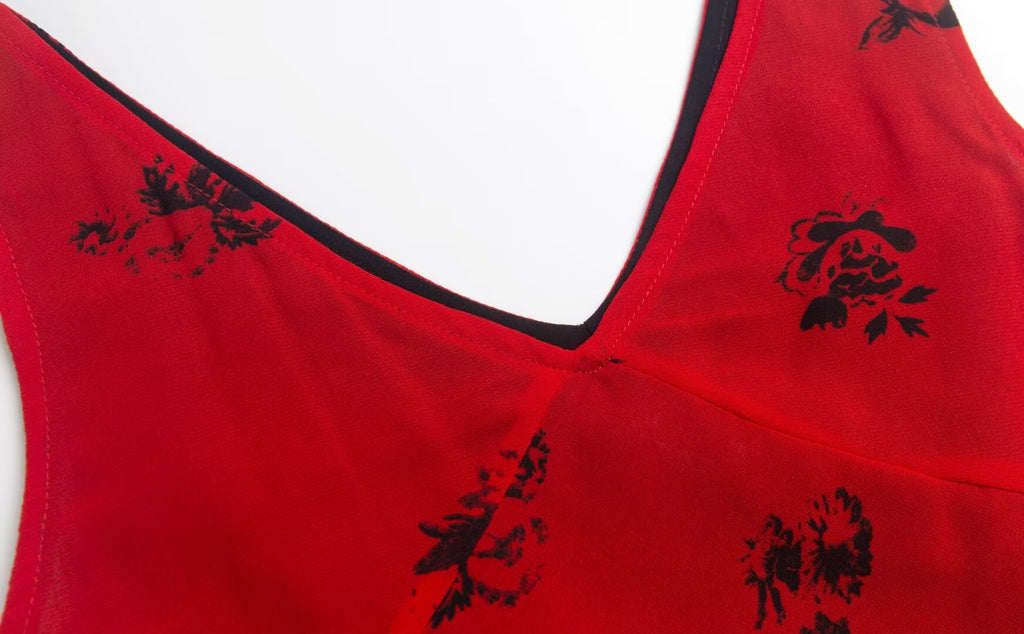 Summer Red V neck Sling Dress Women Summer Waist Bag Hip Fishtail Maxi Dress PullWind