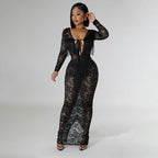 Robe sexy en dentelle à pampilles et dos nu pour femme en été