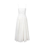French Hollow Out Cutout Lace Band A Swing Sling Dress Women Summer Slim Fit Maxi Dress PullWind