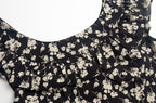 Floral Black Dress Women Spring Summer Mid Length Ruffled Dress PullWind