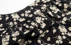 Floral Black Dress Women Spring Summer Mid Length Ruffled Dress PullWind