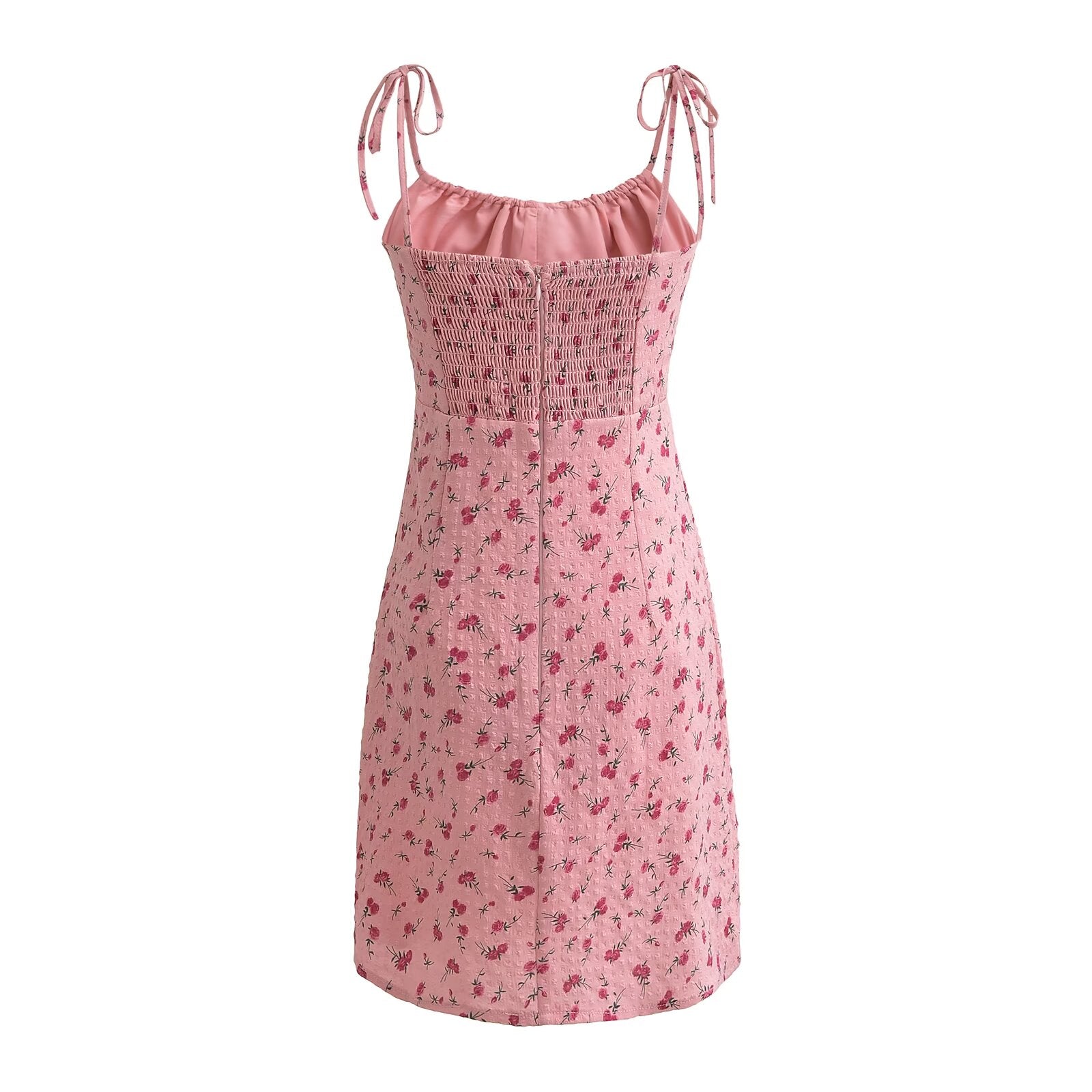 Summer Rose Lace up Sleeveless Waist Floral Holiday Dress Camille