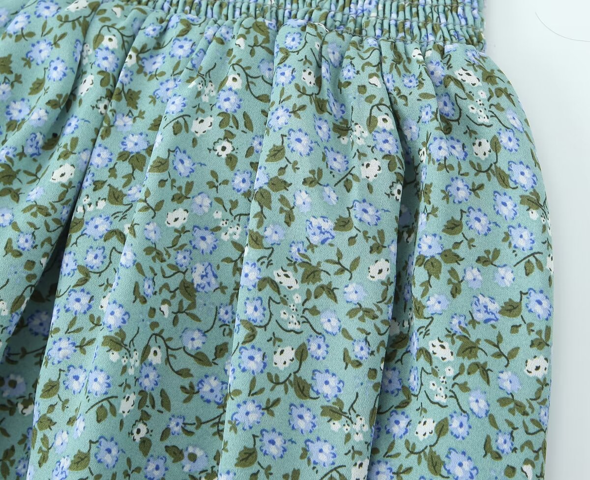 Summer Pastoral Fresh Slim Fit Tied Printing Slip Dress Women OMI