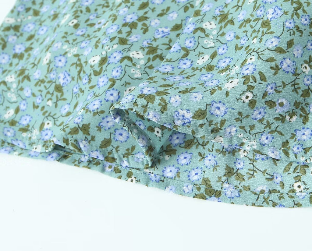 Summer Pastoral Fresh Slim Fit Tied Printing Slip Dress Women OMI