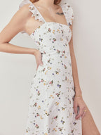French Minority Sense Off Neck Narrow Shoulder Strap Backless Up Slit Design Dress OMI