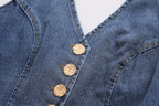 Summer Women Clothes French All Match Halter Sleeveless Skinny Short Denim Vest Buyei