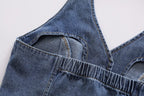 Summer Women Clothes French All Match Halter Sleeveless Skinny Short Denim Vest Buyei