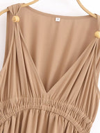 Summer Women Clothing Elegant V neck Sleeveless Maxi Dress TRAF