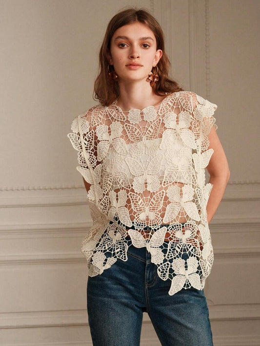 Cutout Sleeveless Blouse Crochet hook