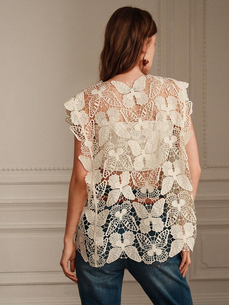 Cutout Sleeveless Blouse Crochet hook