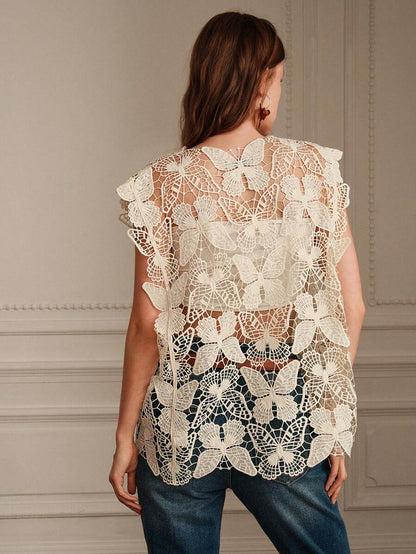 Cutout Sleeveless Blouse Crochet hook