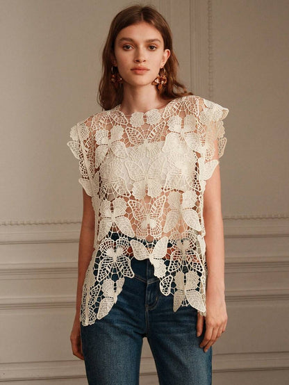 Cutout Sleeveless Blouse Crochet hook