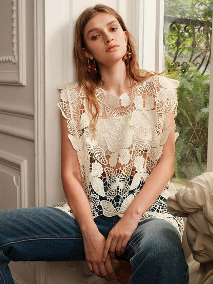 Cutout Sleeveless Blouse Crochet hook