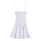 Summer Elegant Low Collar Sleeveless Slim Strap Waist Dress Women DaRoca