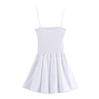 Summer Elegant Low Collar Sleeveless Slim Strap Waist Dress Women DaRoca