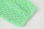 Women Clothing Summer Jacquard Mesh Loose Polo Collar Knitwear Shell