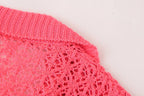 Women Clothing Summer Jacquard Mesh Loose Polo Collar Knitwear Shell