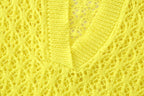 Women Clothing Summer Jacquard Mesh Loose Polo Collar Knitwear Shell