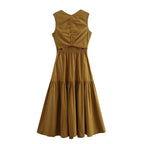 Summer Women Clothing Elegant Wind Back Cropped Outfit Retro Fashionable Pleated Waist Slimming Starivy