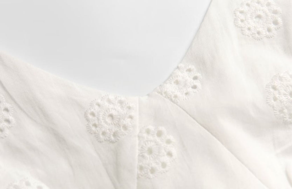 Summer High Grade Embroidered Dress Women Elegant Tied Waist Trimming Short Sleeved Long Dress PullWind
