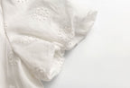 Summer High Grade Embroidered Dress Women Elegant Tied Waist Trimming Short Sleeved Long Dress PullWind