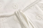 Summer High Grade Embroidered Dress Women Elegant Tied Waist Trimming Short Sleeved Long Dress PullWind
