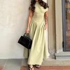 Women Clothing Summer Elegance High Waist Solid Color Maxi Dress JuneMade
