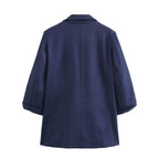 Summer Roll Sleeve Linen Blended Solid Color Casual Blazer SenDa