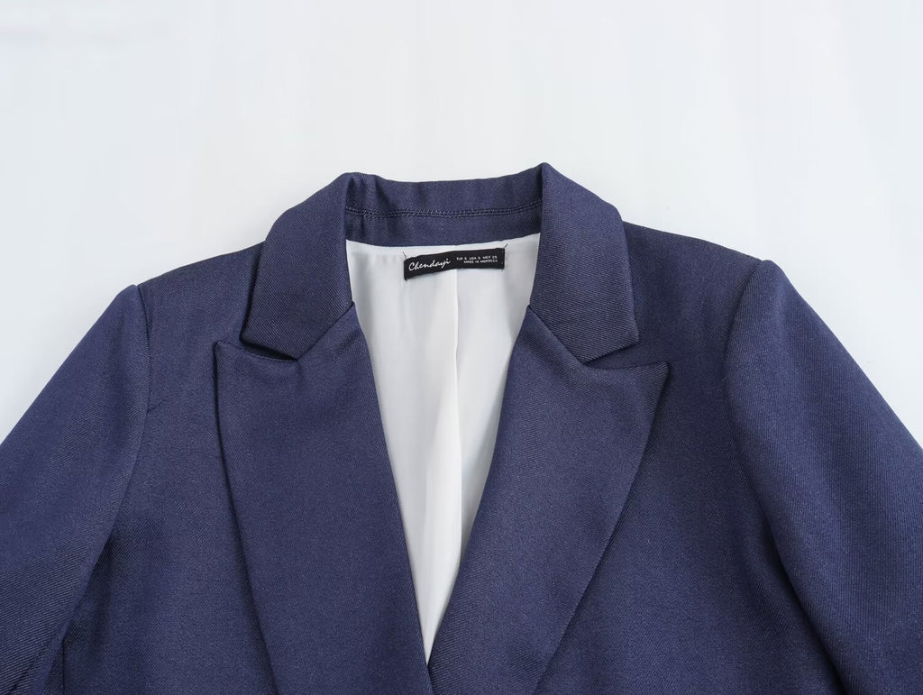 Summer Roll Sleeve Linen Blended Solid Color Casual Blazer SenDa