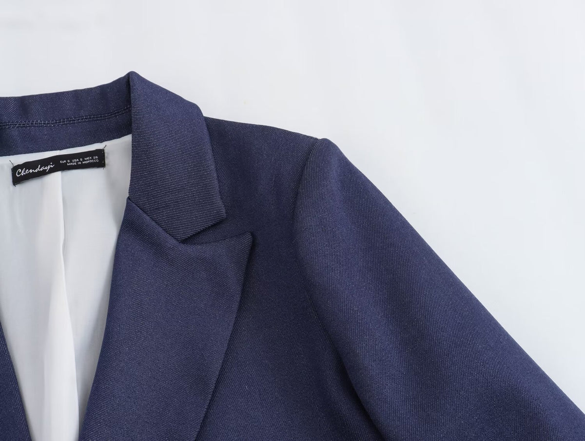 Summer Roll Sleeve Linen Blended Solid Color Casual Blazer SenDa