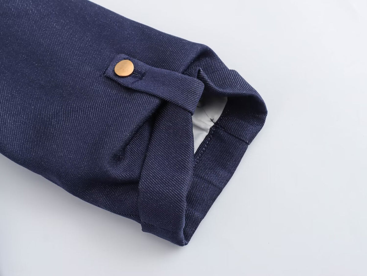 Summer Roll Sleeve Linen Blended Solid Color Casual Blazer SenDa